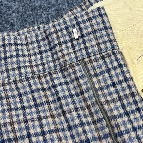 VTG Pendleton Wool Pants 32x29 60s 70s Beige Blue Plaid Check Trousers USA Made - Picture 11 of 16